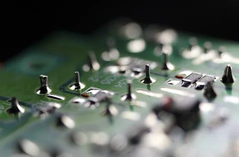 Electronic circuit closeup. LED light circuit board with capacitors and ele.. Stock Photos