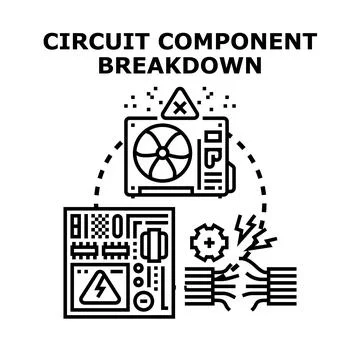 Electronic circuit component breakdown and repair concept Stock Illustration