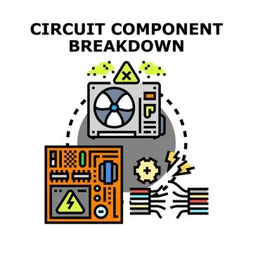 Electronic circuit component breakdown and repair concept Stock Illustration
