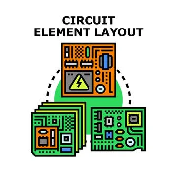 Electronic circuit component layout planning on boards Illustrazione stock