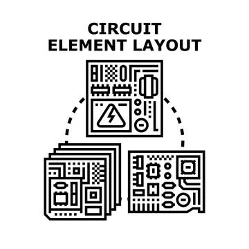 Electronic circuit component layout planning on boards Stockillustratie