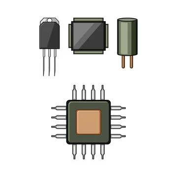 Electronic circuit components creating digital technology Stockillustratie