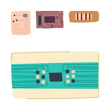 Electronic circuit components creating digital technology concept Stock Illustration