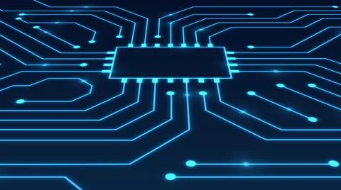 Electronic circuit on deep blue background Stock Illustration