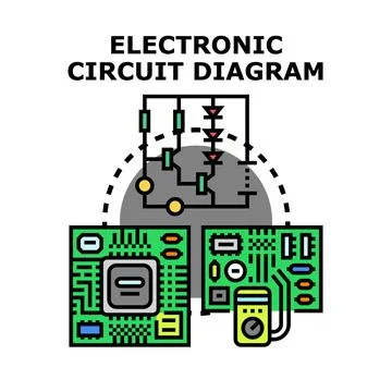 Electronic circuit diagram components analysis concept 库存插图