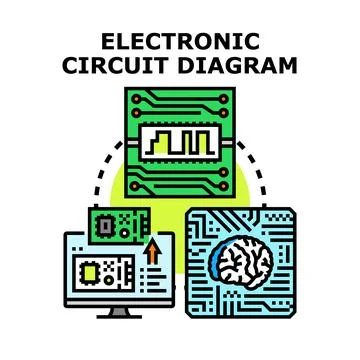 Electronic circuit diagram development generating artificial intelligence Stock Illustration