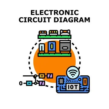 Electronic circuit diagram planning iot device connection 스톡 일러스트