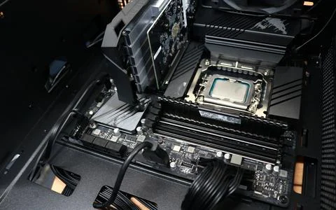 The electronic circuit in an electronic digital device Stock Photos