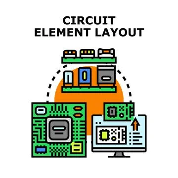 Electronic circuit element layout developing engineering technology Stock Illustration