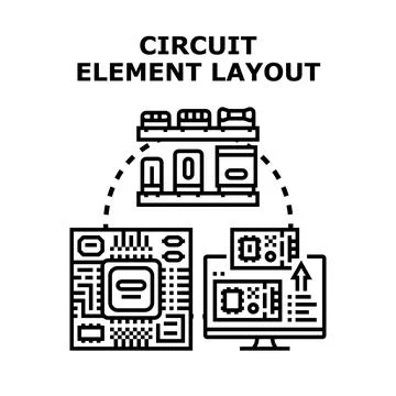 Electronic circuit element layout developing engineering technology Stock Illustration