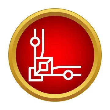 Electronic circuit element or microchip icon on red button Stock Illustration