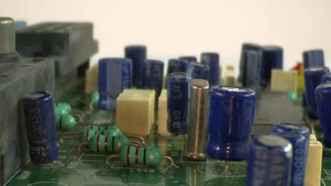 Electronic Circuit Elements of an Old Video Recorder Stock Footage 145178459