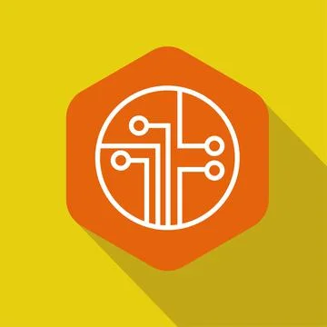 Electronic circuit flat icon vector illustration logo Isolated template. Stock Illustration