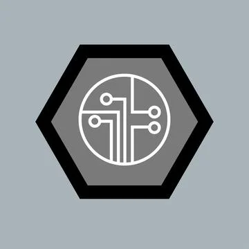 Electronic circuit flat icon vector illustration logo Isolated template. Stock Illustration