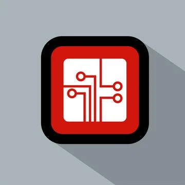 Electronic circuit flat icon vector illustration logo Isolated template. Illustrazione stock