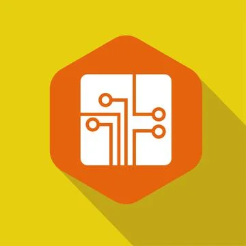 Electronic circuit flat icon vector illustration logo Isolated template. Stock Illustration