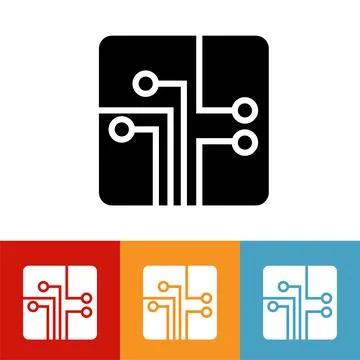 Electronic circuit flat icon vector illustration logo Isolated template. Stock Illustration