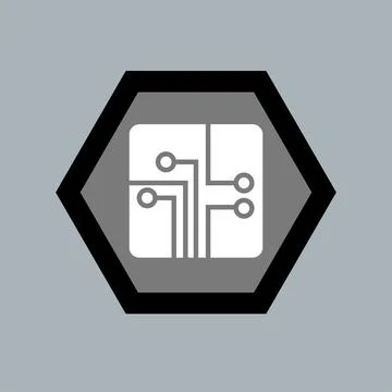 Electronic circuit flat icon vector illustration logo Isolated template. Stock Illustration