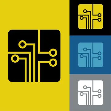 Electronic circuit flat icon vector illustration logo Isolated template. Stock Illustration