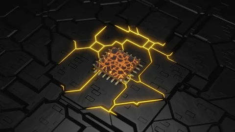 An electronic circuit from the future with a crystal transmits impulses. Stock Footage 129694420