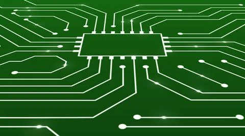 Electronic circuit on green board Stock Illustration