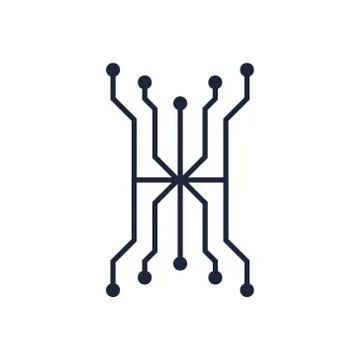 Electronic circuit icon, vector color line illustration Stock Illustration
