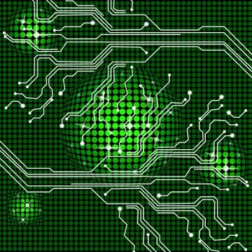 Electronic circuit indicating hi tech and data Illustrazione stock