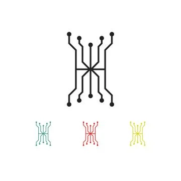 Electronic circuit line icon, vector illustration Stock Illustration
