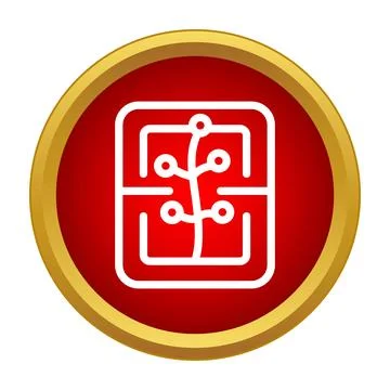 Electronic circuit logic architecture icon inside a red button イラスト素材