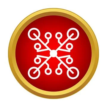 Electronic circuit network connection icon in red button イラスト素材