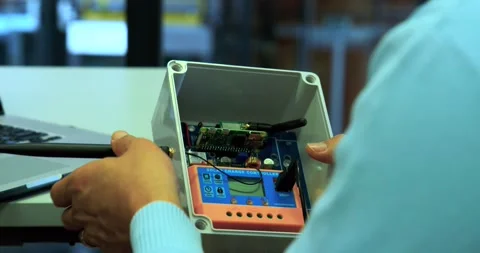 Electronic circuit in a plastic box 4k 스톡 동영상 140071184