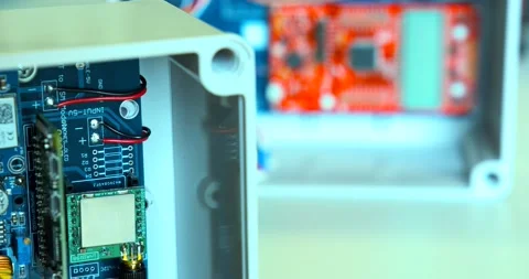 Electronic circuit in a plastic box 4k 스톡 동영상 140071259