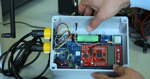 Electronic circuit in a plastic box 4k 스톡 동영상 140071277