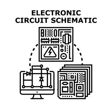 Electronic circuit schematic developing engineering technology concept Stock Illustration