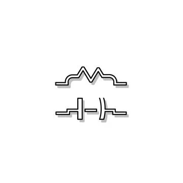 Electronic circuit schematic symbols for resistor and capacitor Stock Illustration