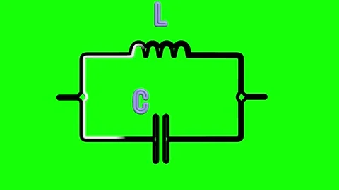 Electronic circuit. Simple oscillatory circuit with inductor and capacitor. Circ Stock Footage 299819256