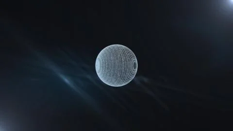 Electronic circuit sphere futuristic server code processing in dark space. Illustrazione stock