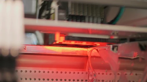 Electronic circuit in surface-mounting machine, bottom view Stock Footage 105248804