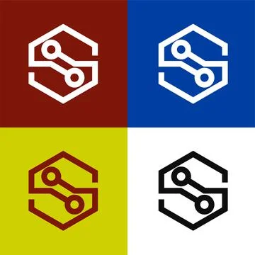 Electronic circuit thin flat vector illustration symbol Isolated template. Illustrazione stock