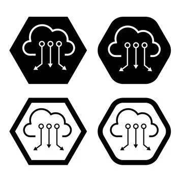 Electronic circuit thin flat vector illustration symbol Isolated template. Stock Illustration