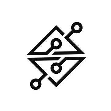 Electronic circuit thin flat vector illustration symbol Isolated template. Stock Illustration