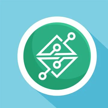 Electronic circuit thin flat vector illustration symbol Isolated template. Stock Illustration