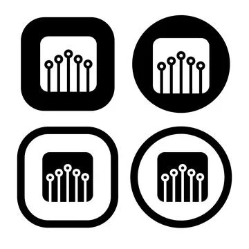 Electronic circuit thin flat vector illustration symbol Isolated template. Stock Illustration