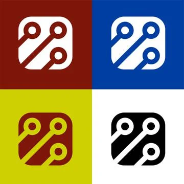 Electronic circuit thin flat vector illustration symbol Isolated template. Stock Illustration