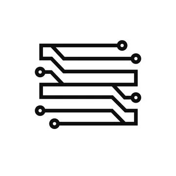 Electronic circuit thin flat vector illustration symbol Isolated template. Illustrazione stock