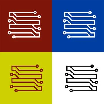 Electronic circuit thin flat vector illustration symbol Isolated template. Illustrazione stock