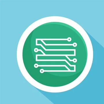 Electronic circuit thin flat vector illustration symbol Isolated template. Illustrazione stock