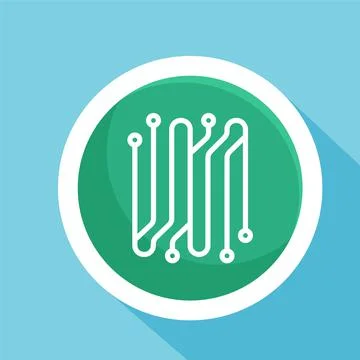 Electronic circuit thin flat vector illustration symbol Isolated template. Stock Illustration