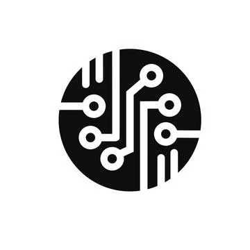 Electronic circuit thin flat vector illustration symbol Isolated template. Illustrazione stock