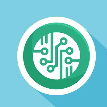 Electronic circuit thin flat vector illustration symbol Isolated template. Stock Illustration